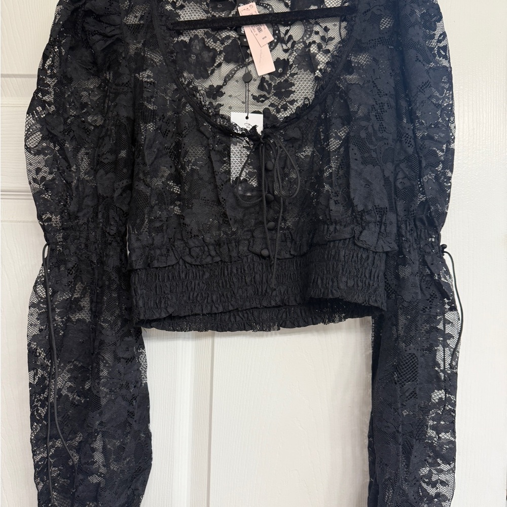 For Love And Lemons Black Long Sleeve Blouse